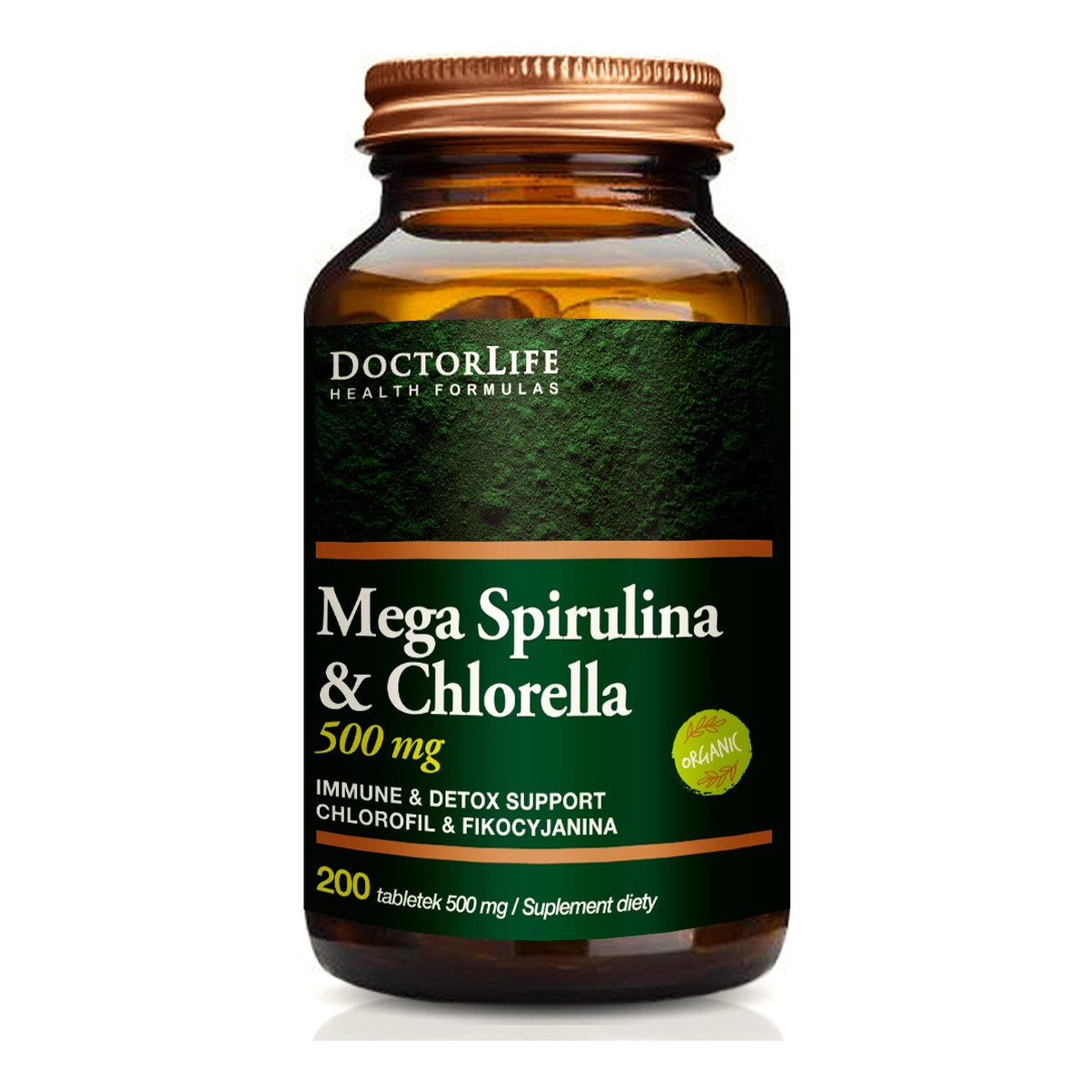 Doctor Life Mega spirulina & chlorella 500mg suplement diety 200 tabletek