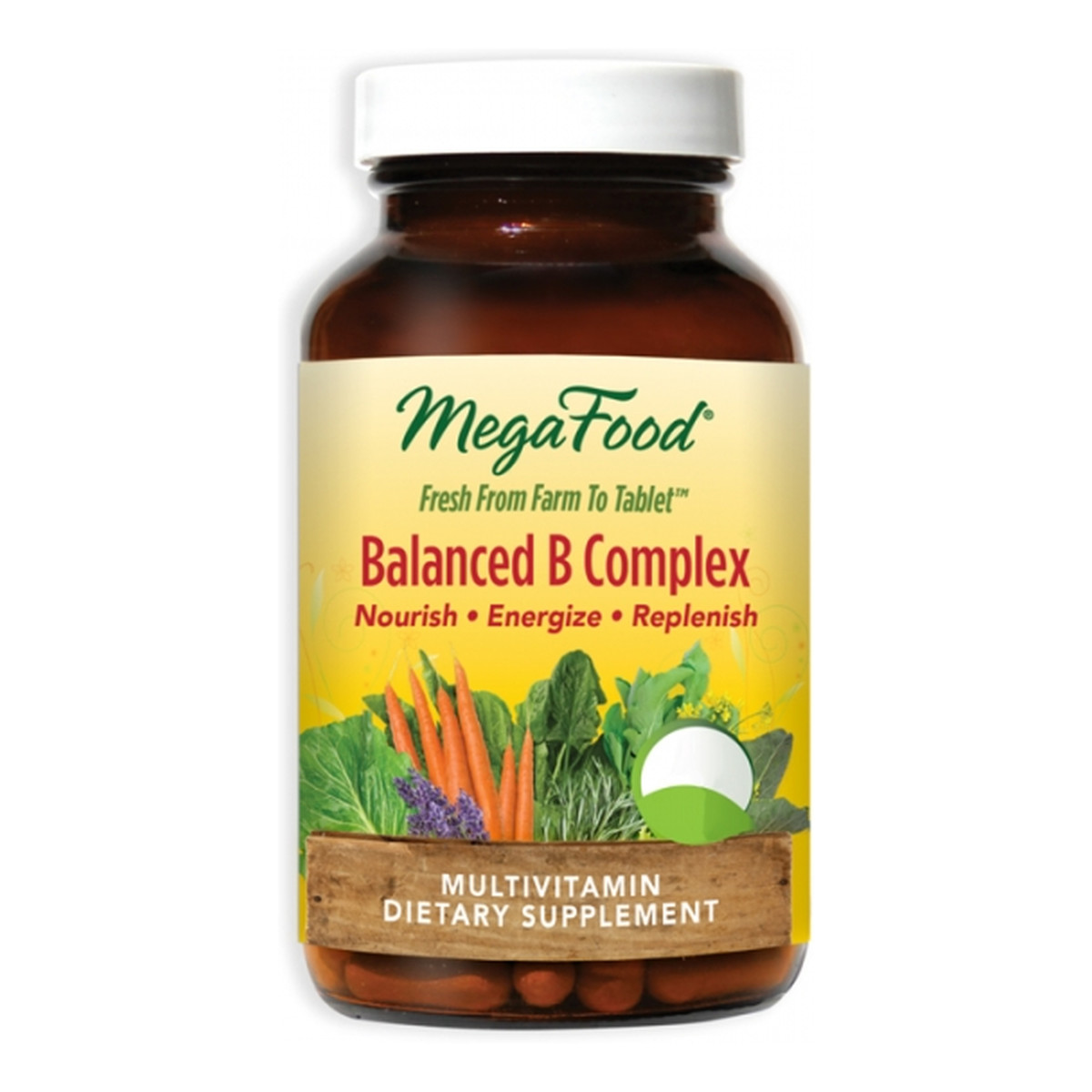 Mega Food Balanced b complex organiczne witaminy b b12 b6 kwas foliowy suplement diety 60 tabletek