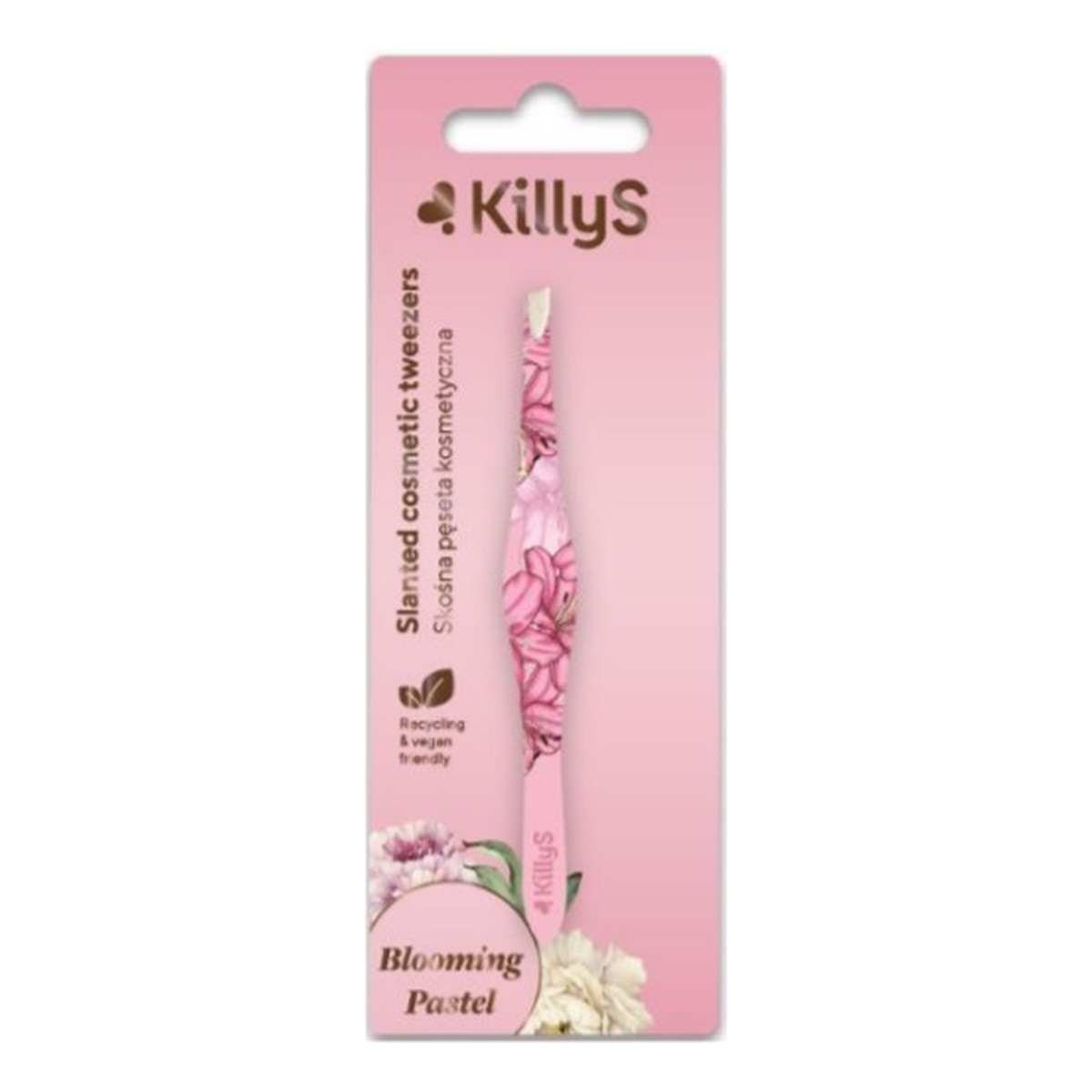 KillyS Blooming pastel slanted cosmetic tweezers skośna profilowana pęseta kosmetyczna