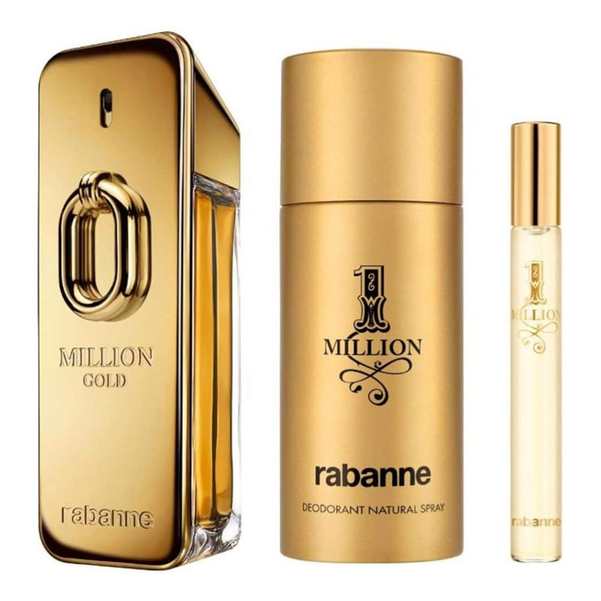 Paco Rabanne Million Gold zestaw woda perfumowana spray 100ml + dezodorant spray 150ml + woda perfumowana spray 10ml