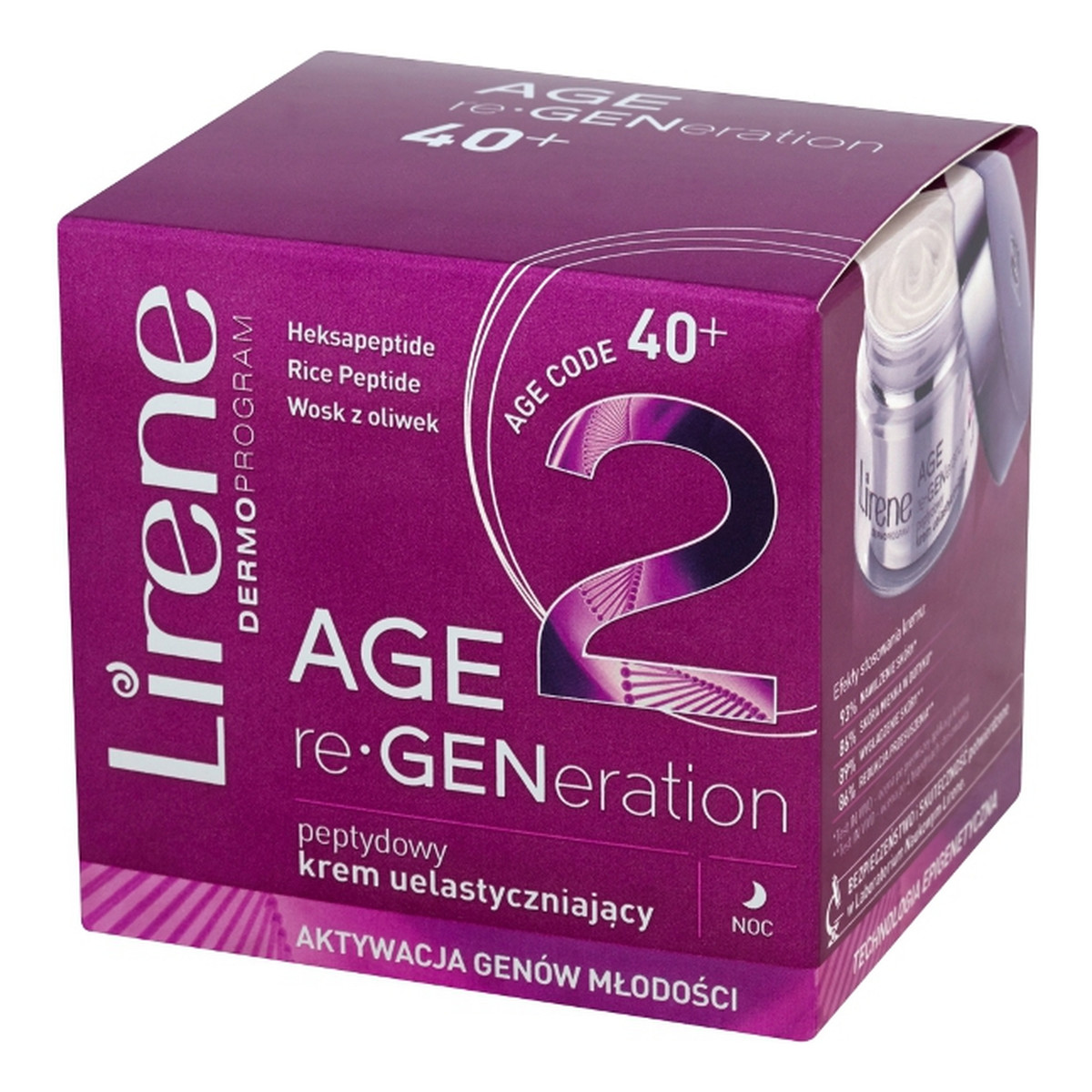 Lirene Age re-Generation DermoProgram 40+ Peptydowy krem uelastyczniający na noc 50ml