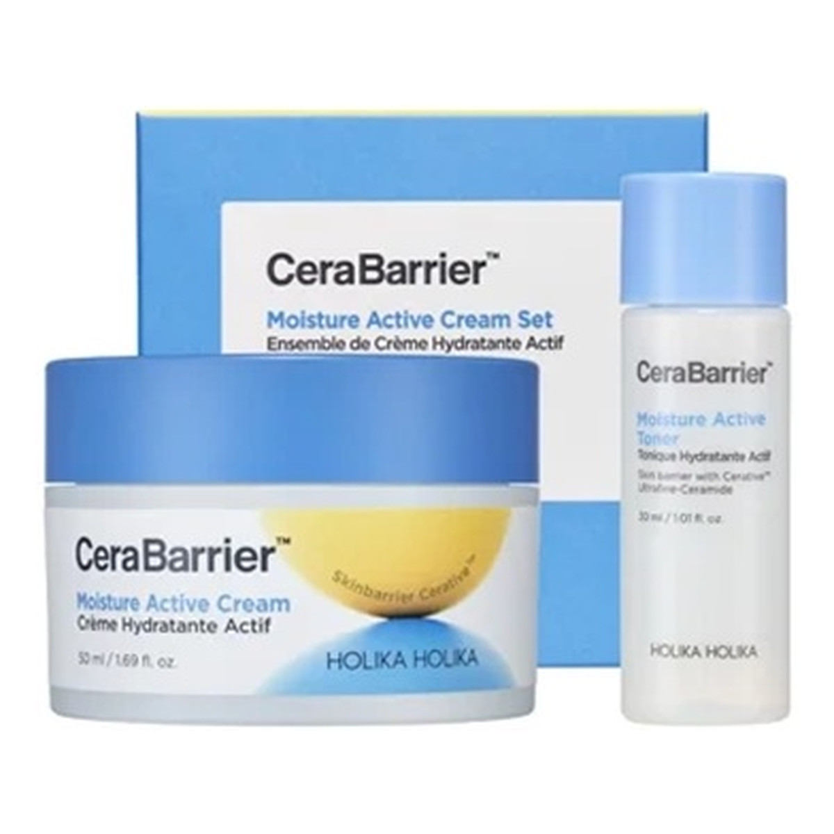 Holika Holika CeraBarrier Moisture Active Cream Special Edition zestaw krem do twarzy i tonik do twarzy 30ml