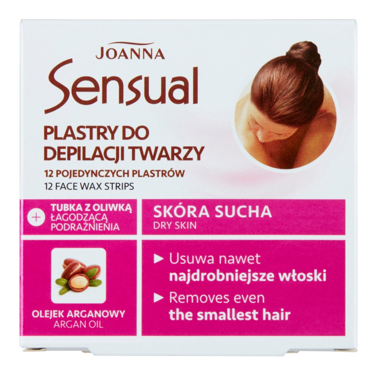Joanna Sensual Plastry Do Depilacji Twarzy z Olejkiem Arganowym 12 sztuk 10ml