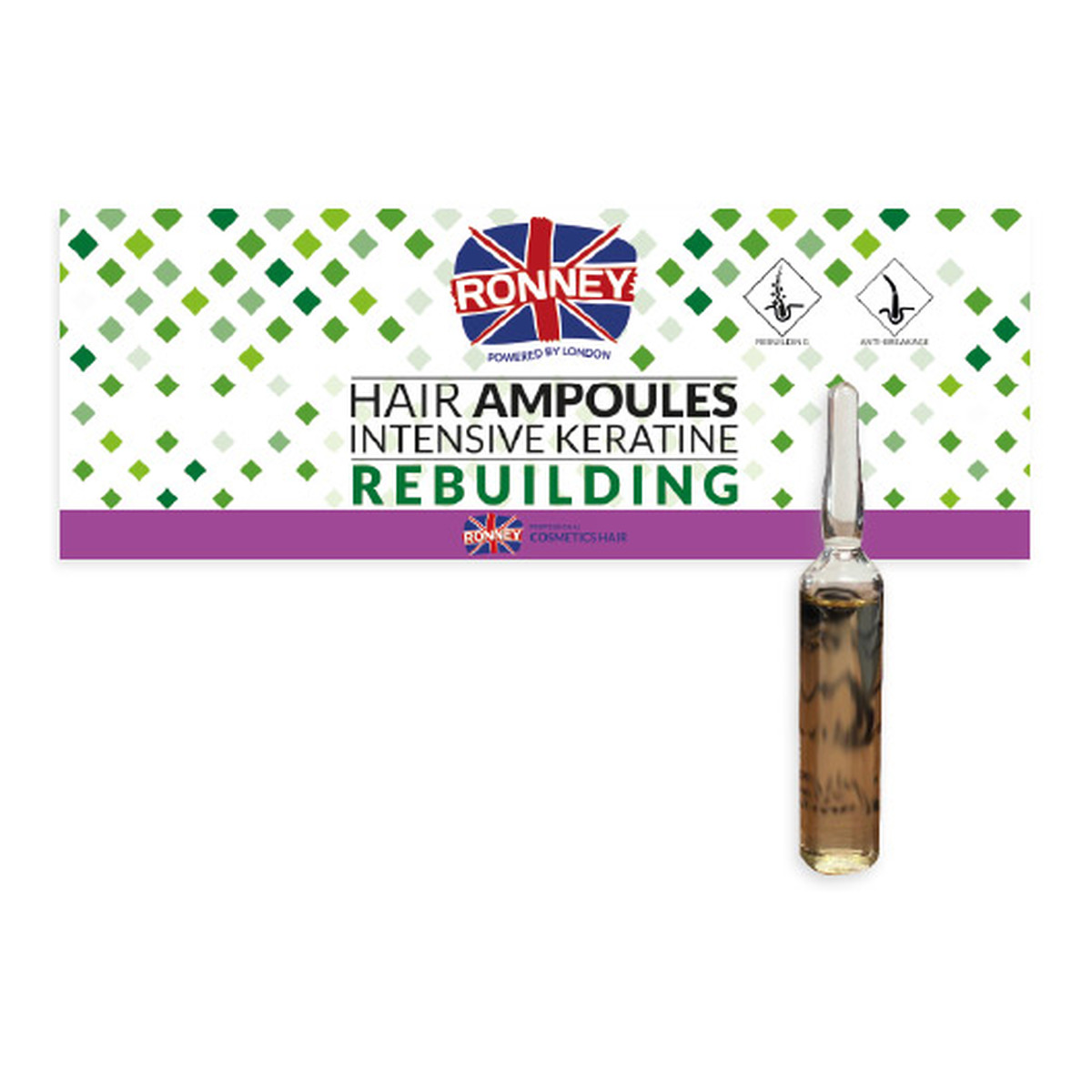 Ronney Hair ampoules intensive keratine rebuilding odbudowujące ampułki do włosów z keratyną 12x 10ml