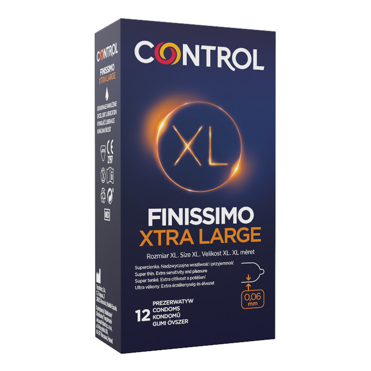 Control Finissimo xtra large bardzo cienkie prezerwatywy z naturalnego lateksu w rozmiarze xl 12szt.