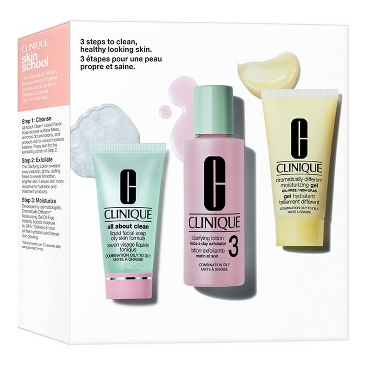 Clinique All About Clean Mydło do twarzy 30ml + woda do twarzy 60 ml + żel do twarzy 30ml 30ml