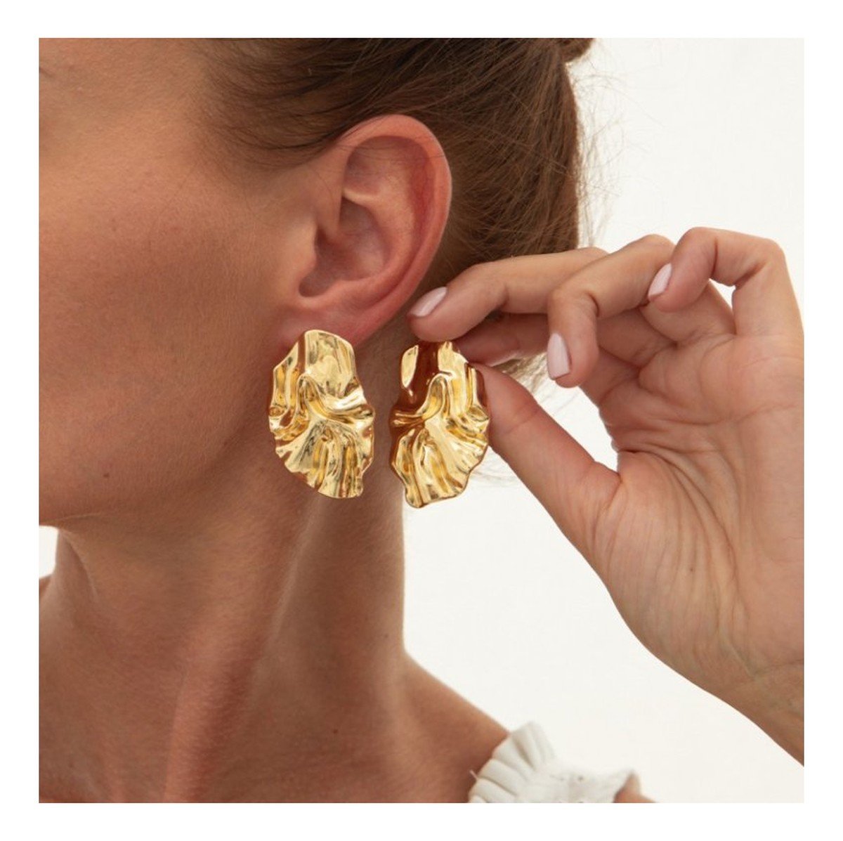 Kolczyki wiszące, efektowne złote blaszki K1721