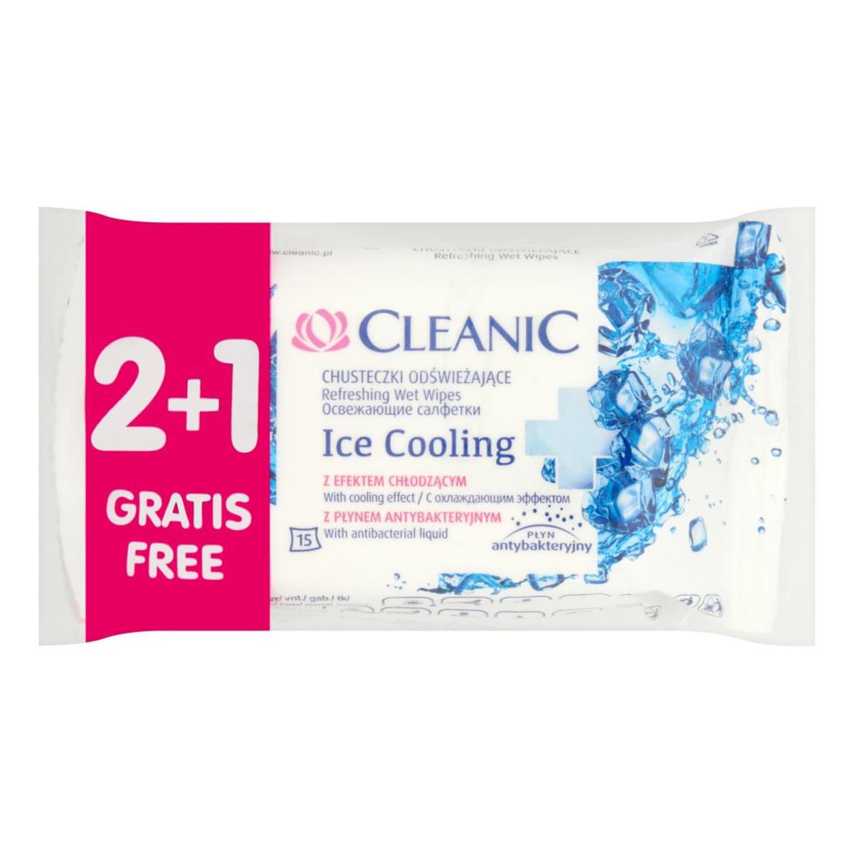 Cleanic Ice Cooling Chusteczki odświeżające 3 x 15 sztuk