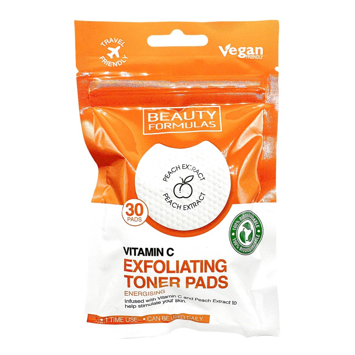 Beauty Formulas Exfoliating toner pads nasączone płatki złuszczające i energetyzujące-vitamin c 1op-30szt
