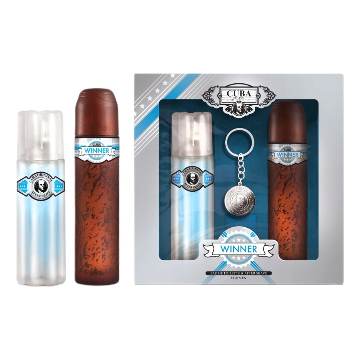 Cuba Winner Zestaw woda toaletowa spray 100ml + woda po goleniu 100ml + breloczek