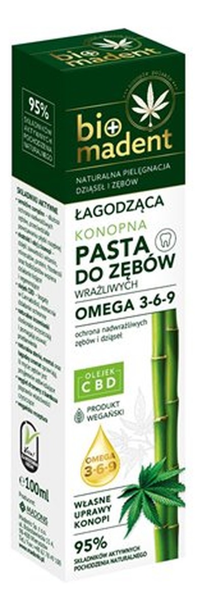 Konopna pasta do zębów łagodząca