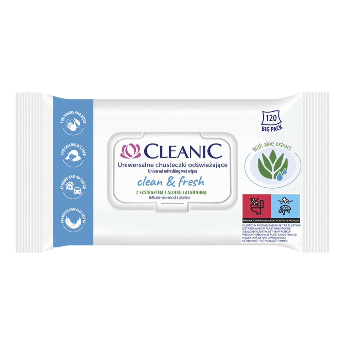 Cleanic Clean&Fresh Uniwersalne Chusteczki odświeżające 120szt