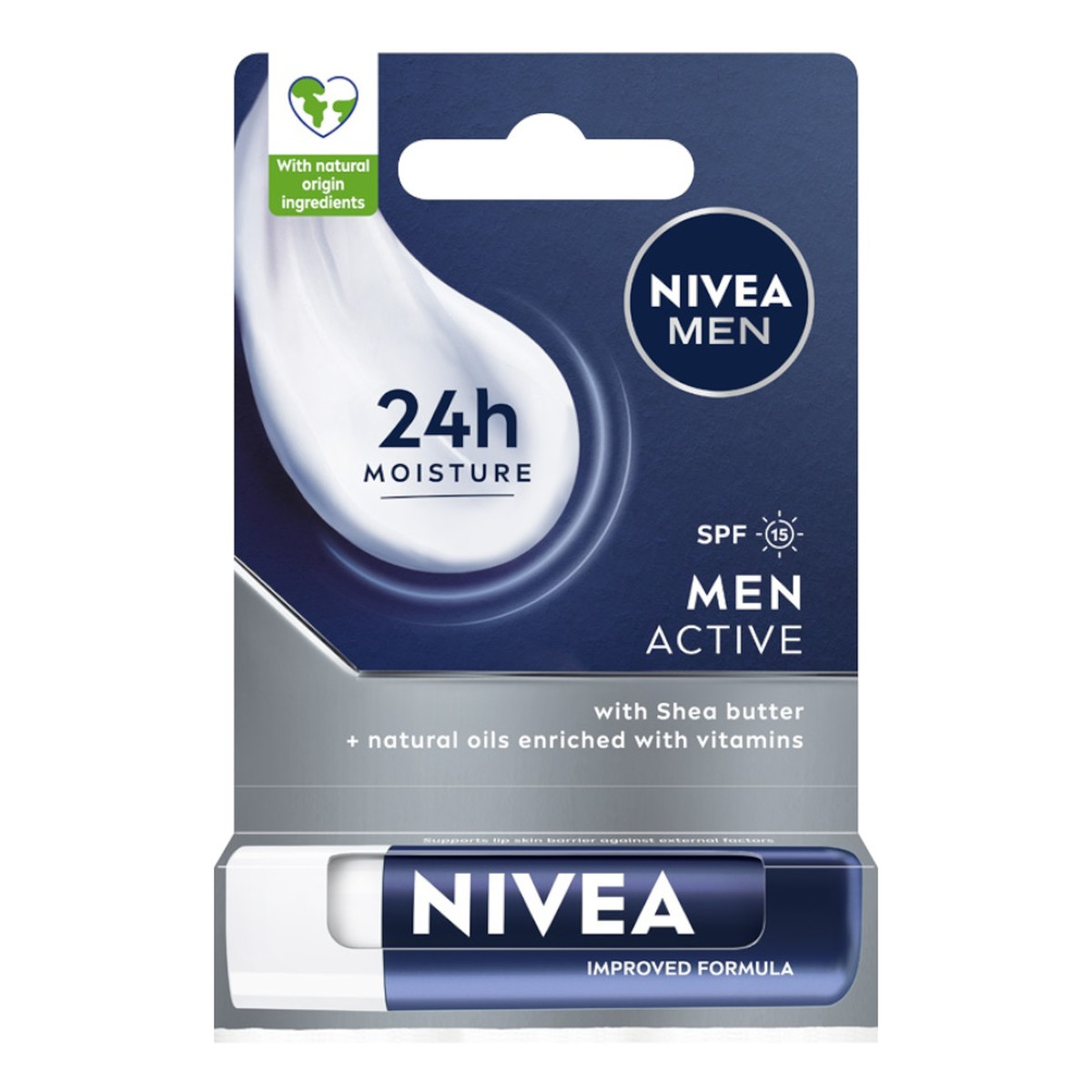 Nivea Men Active Pomadka do ust z masłem shea SPF 15 4g