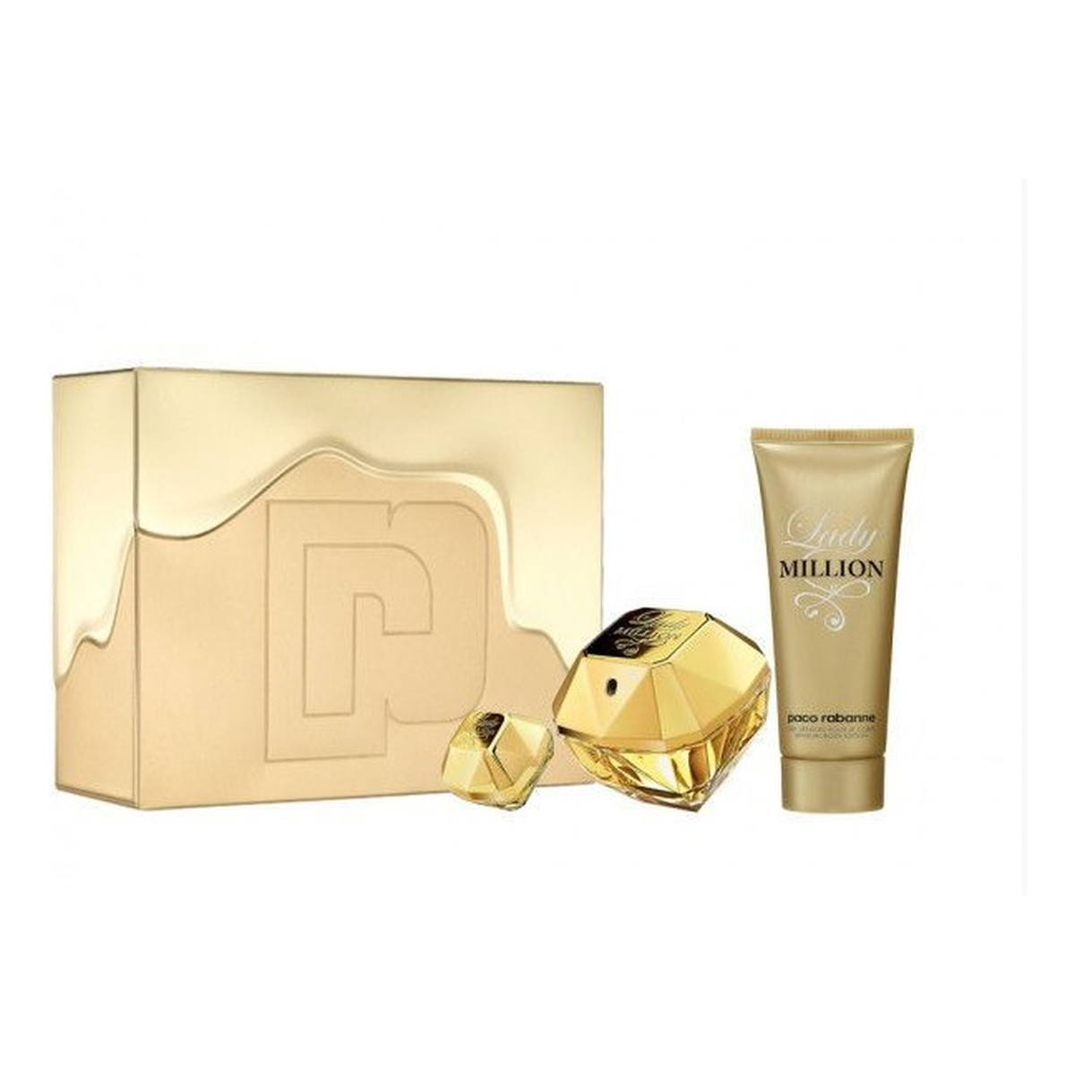 Paco Rabanne Lady Million Zestaw woda perfumowana spray 80ml + balsam do ciała 100ml + miniatura wody perfumowanej spray 5ml