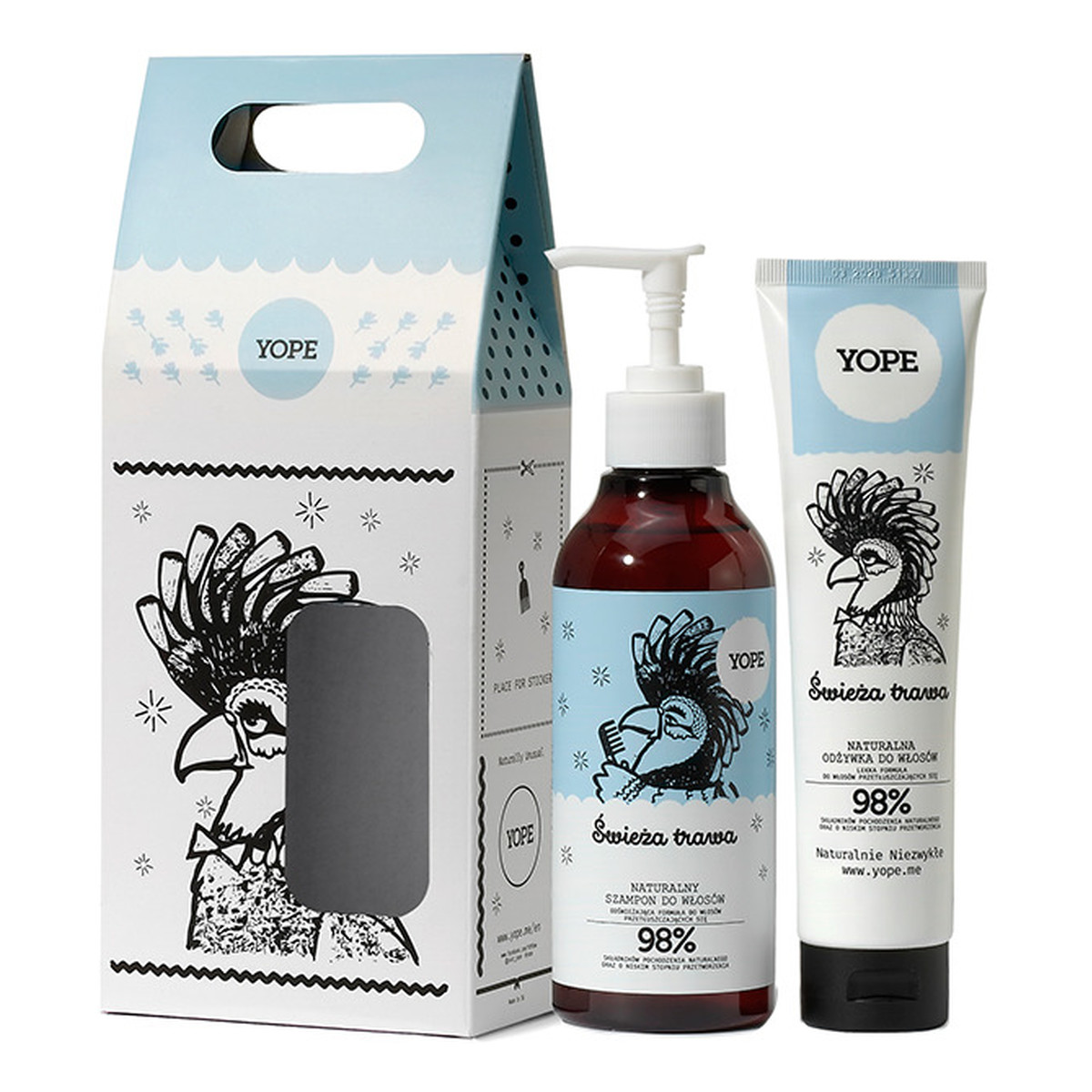 Yope zestaw (naturalny szampon do włosów Świeża Trawa 300ml + odżywka do włosów Świeża Trawa 170ml)