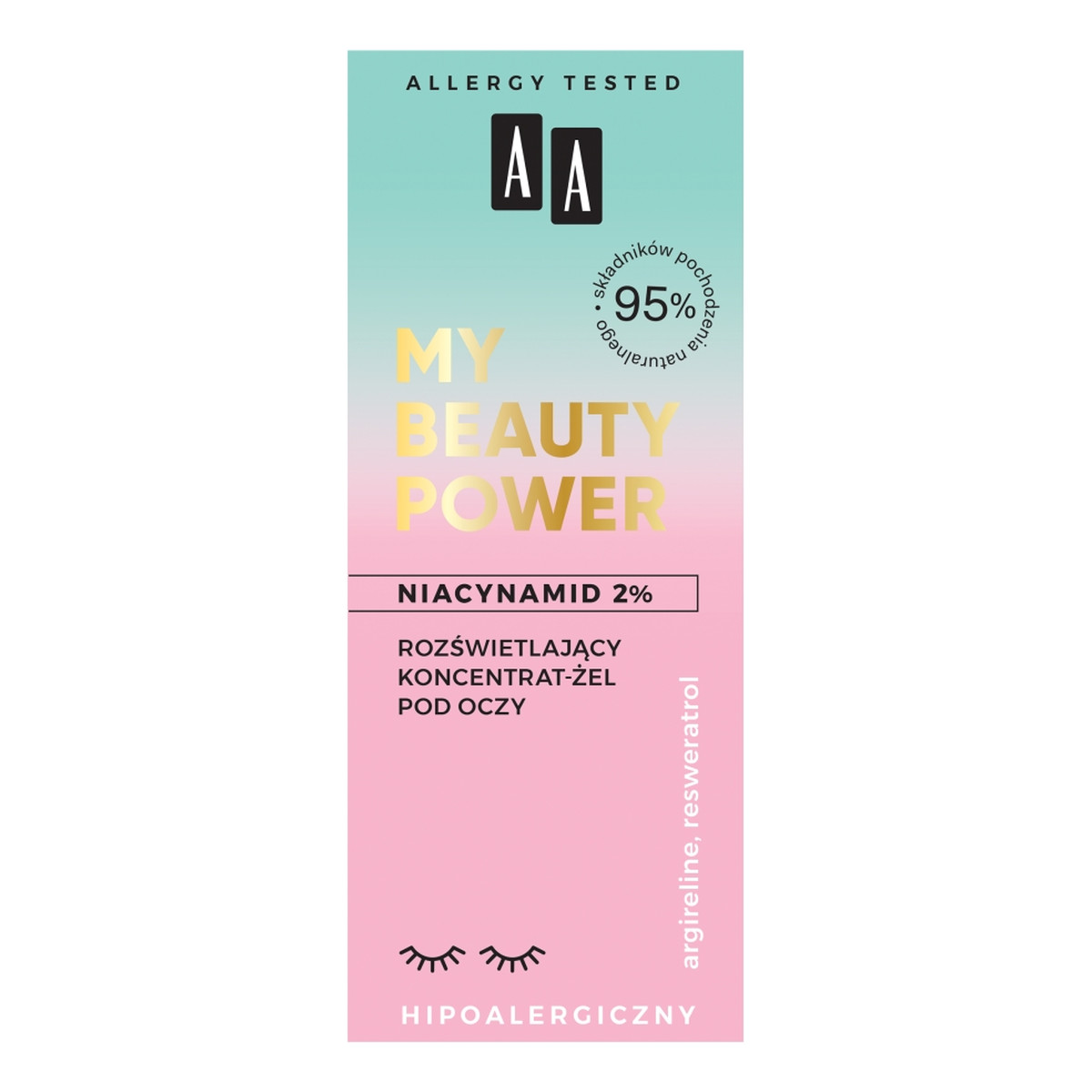 AA My beauty power niacynamid 2% rozświetlający koncentrat-żel pod oczy 15ml