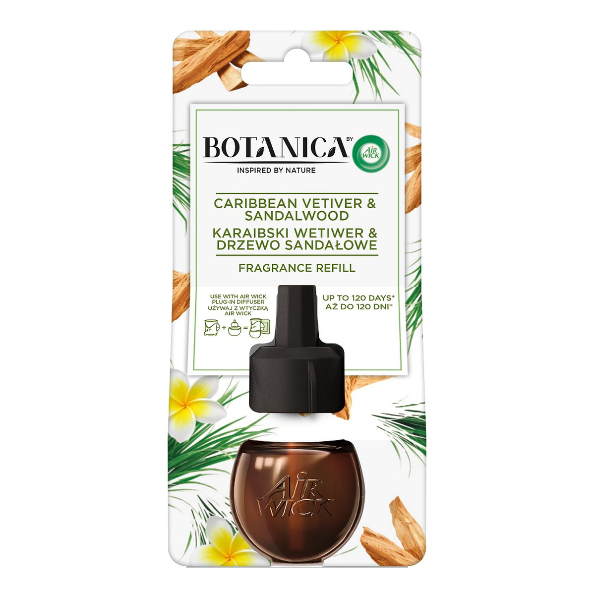 Air Wick Botanica Wkład do elektrycznego odświeżacza Karaibski Wetiwer & Drzewo Sandałowe 19ml