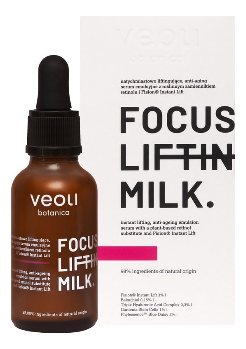 natychmiastowo liftingujące anti-aging serum emulsyjne z roślinnym zamiennikiem retinolu i Fision® Instant Lift