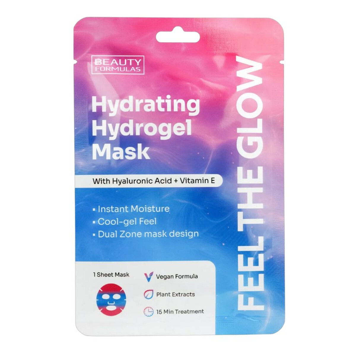 Beauty Formulas Hydrating hydrogel mask hydrożelowa maska nawilżająca z kwasem hialuronowym i witaminą e 1szt.
