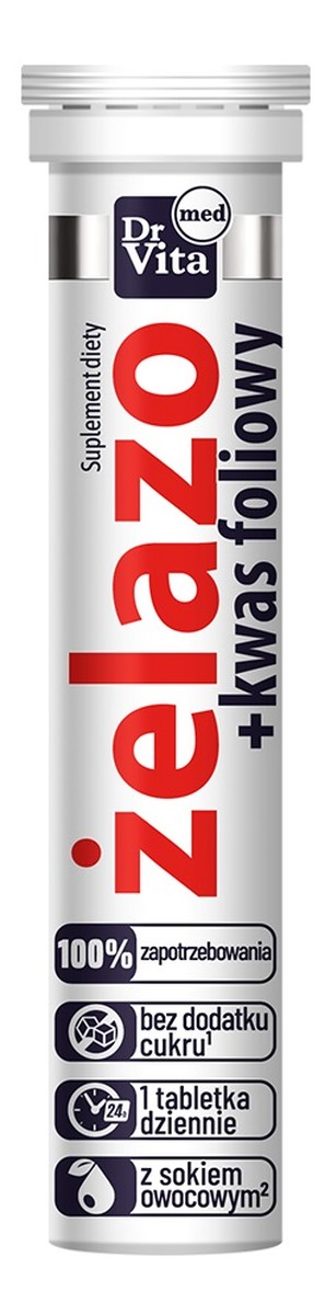 Żelazo + kwas foliowy suplement diety 20 tabletek musujących