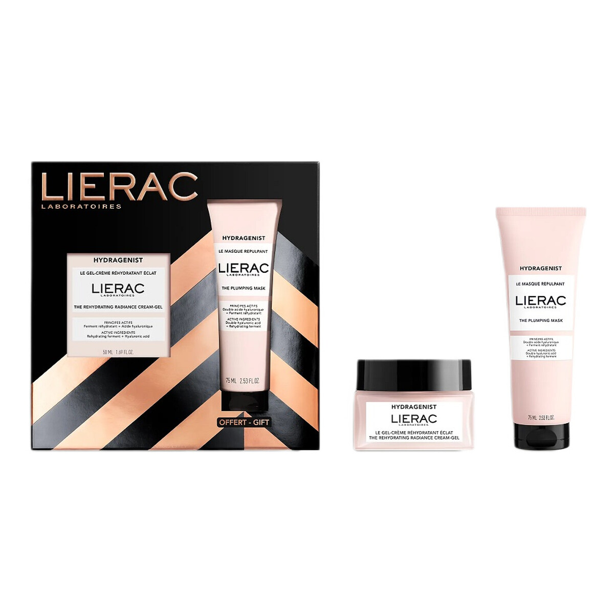 Lierac Hydragenist Zestaw nawilżający krem-żel rozświetlający 50ml + maska wypełniająca 75ml