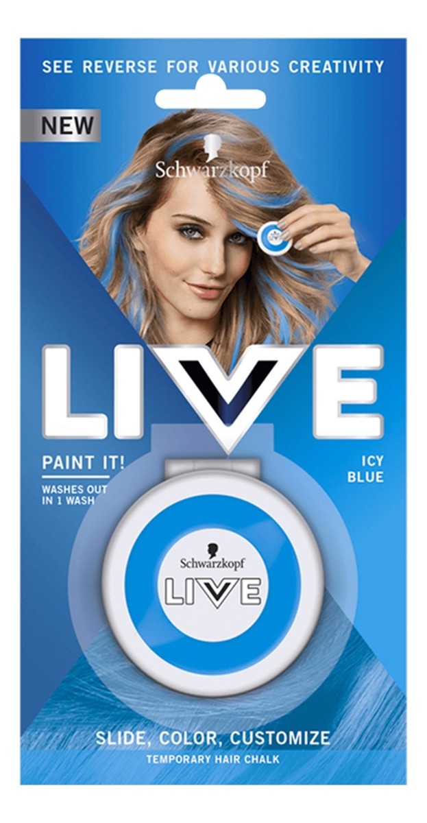 Live paint it! zmywalna kreda do włosów icy blue