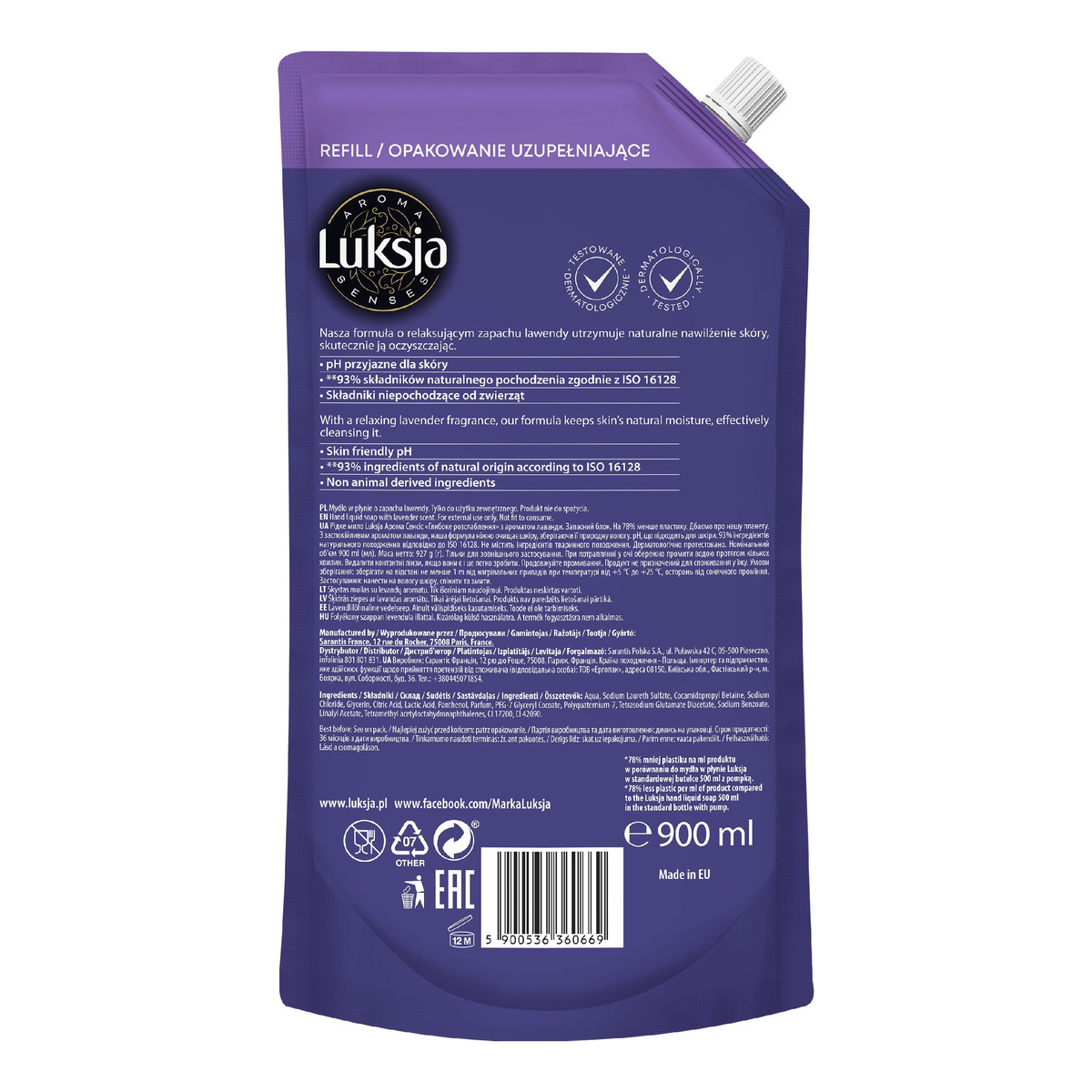 Luksja Aroma Senses Deeply Relaxing Pielęgnujące mydło w płynie o zapachu lawendy 900ml