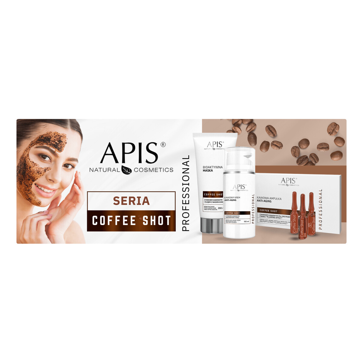 Apis Coffee Shot Kawowa ampułka Anti-Aging z kwasem kawowym i ekstraktem maku Plumping Efec 10x3,5 ml