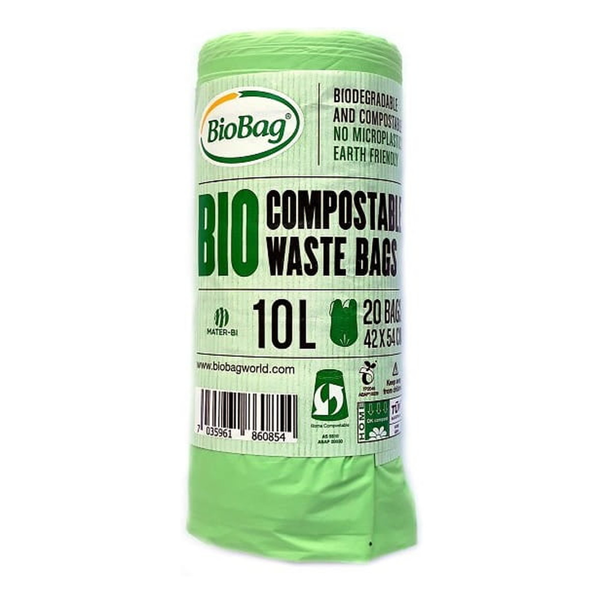 BioBag Worki na odpady organiczne i zmieszane, 100% biodegradowalne i kompostowalne,10L rolka 20 szt z banderolą 200g
