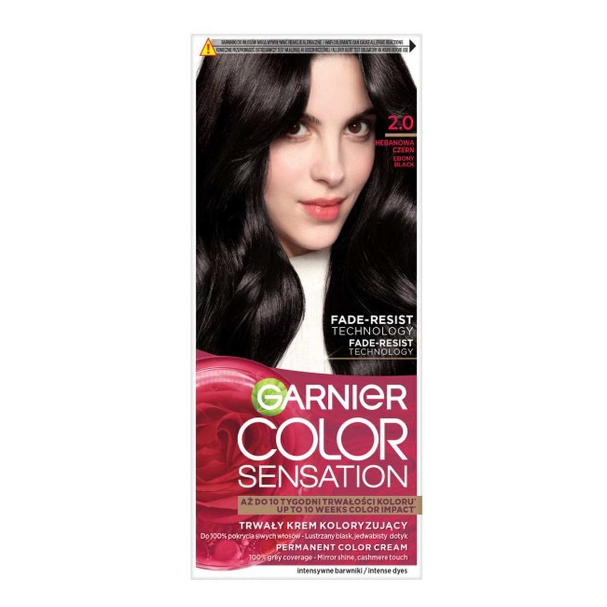 Garnier Color sensation Krem koloryzujący nr 2.0-hebanowa czerń 1op.