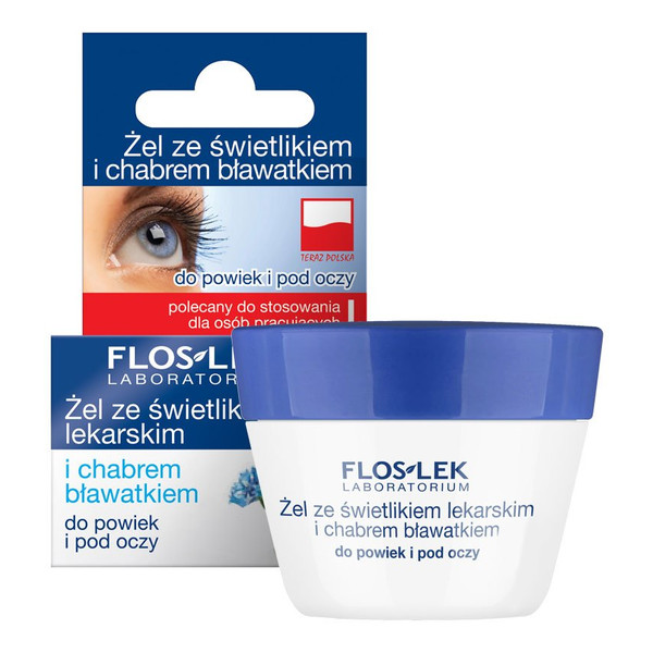 FlosLek Pielęgnacja Oczu Laboratorium Żel Ze Świetlikiem Lekarskim i Chabrem Bławatkiem Do Powiek i Pod Oczy 10ml