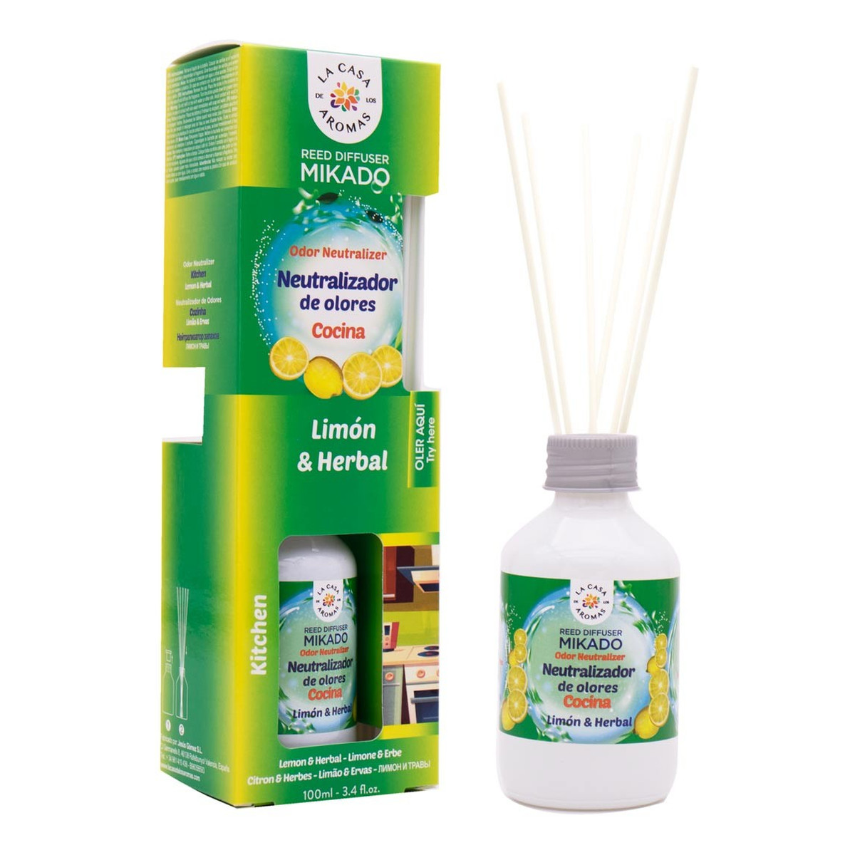 La Casa De Los Aromas Special kitchen odor neutralizer reed diffuser patyczki zapachowe cytryna i zioła 100ml
