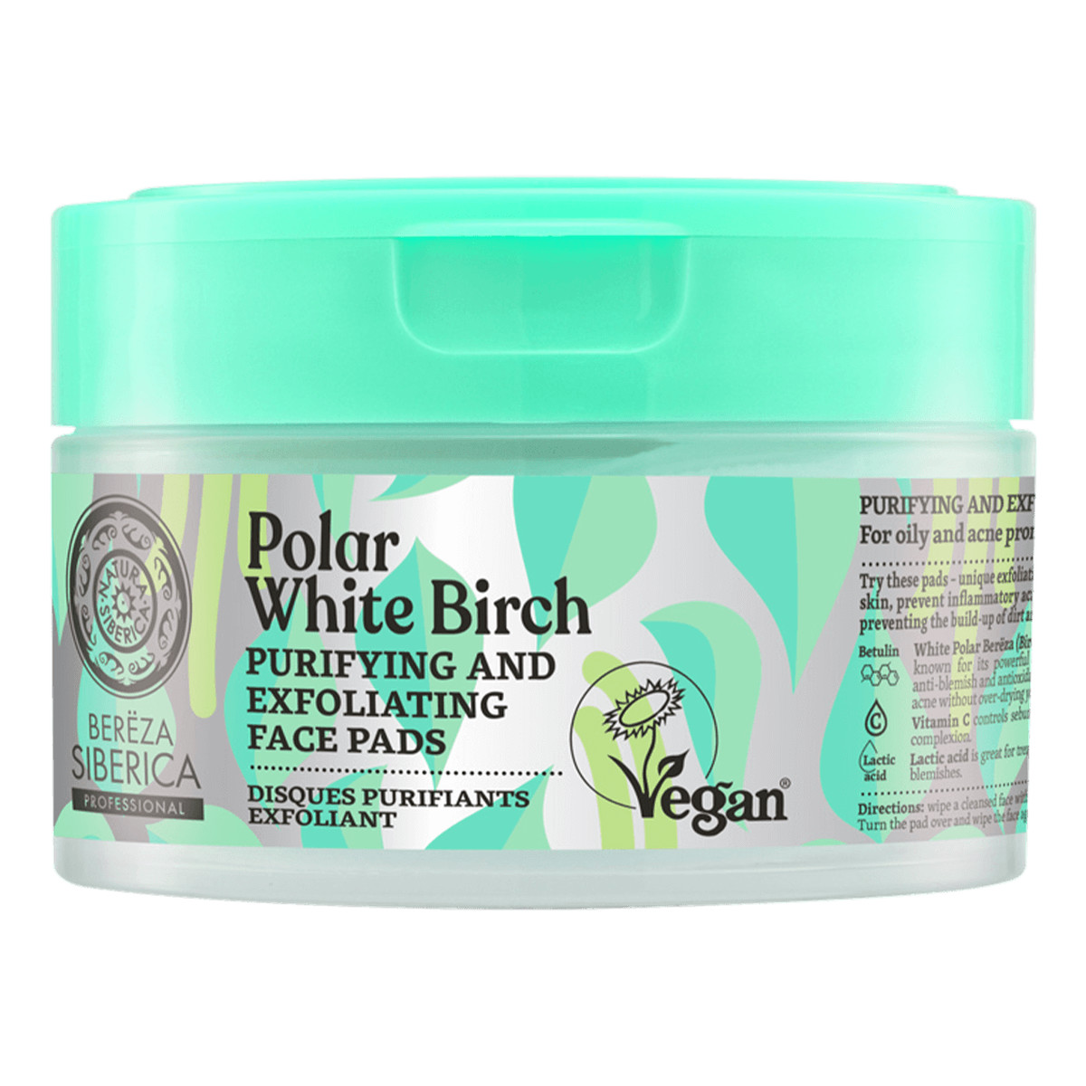 Natura Siberica Bereza Siberica Wegańskie, oczyszczająco - złuszczające płatki do twarzy, do skóry tłustej oraz z tendencją do powstawania trądziku Bereza Siberica, 20szt