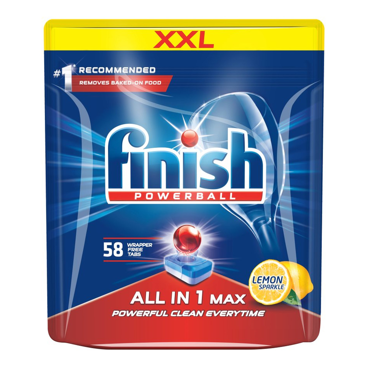 Finish Powerball All In 1 Max Tabletki do mycia naczyń w zmywarkach Lemon 58szt