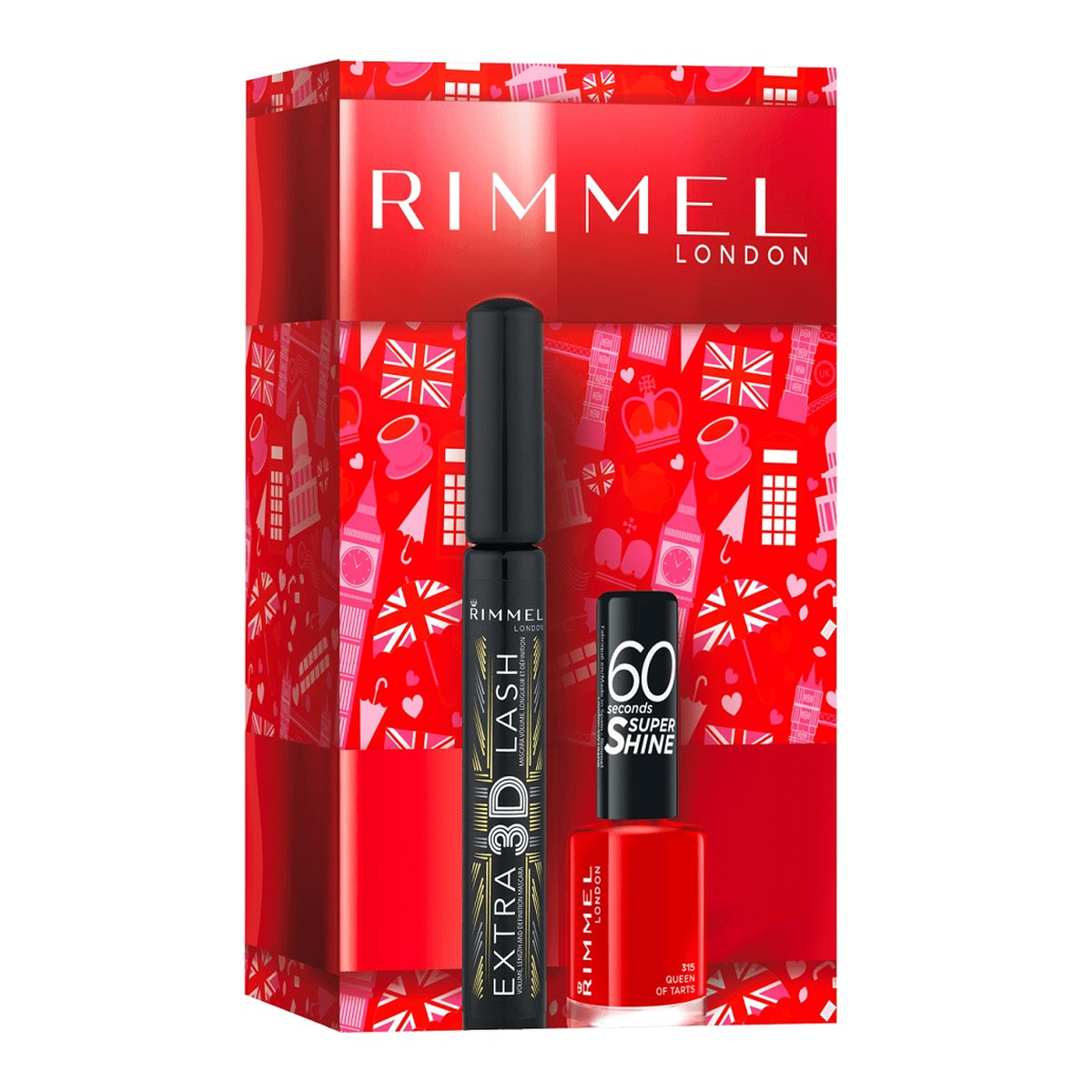 Rimmel Zestaw extra 3d lash wydłużający tusz do rzęs 8g + 60s super shine lakier do paznokci 315 12ml