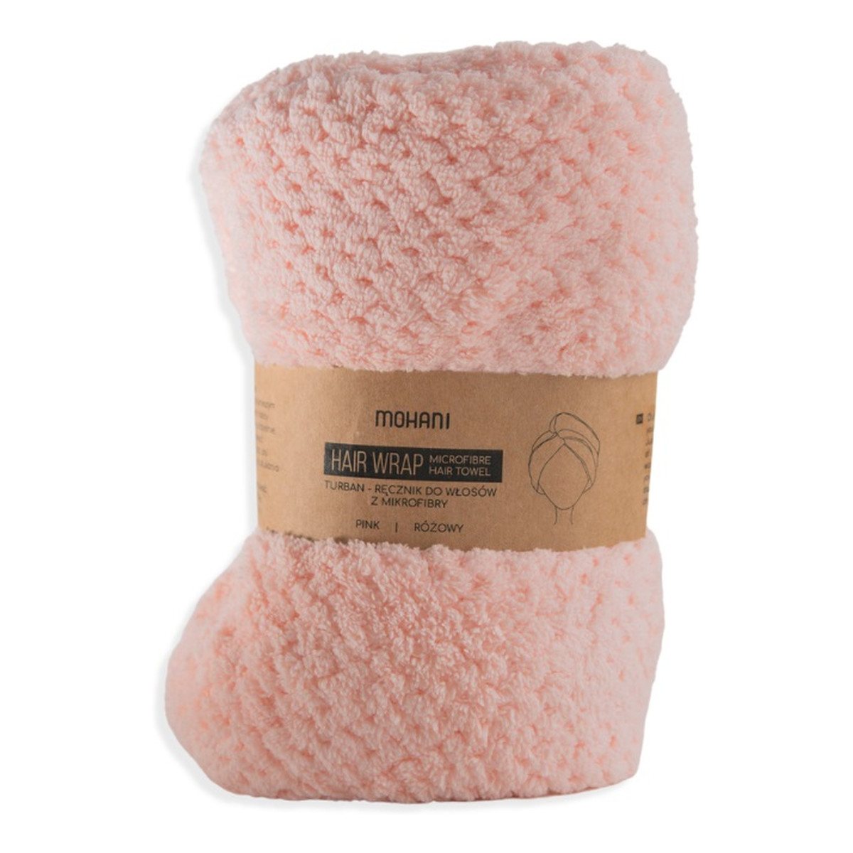 Mohani Hair Wrap turban-ręcznik do włosów z mikrofibry Różowy