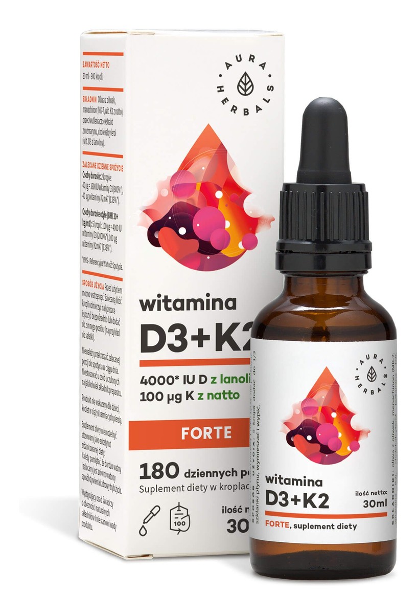 Witamina D3 4000IU + K2 MK-7 Forte - krople