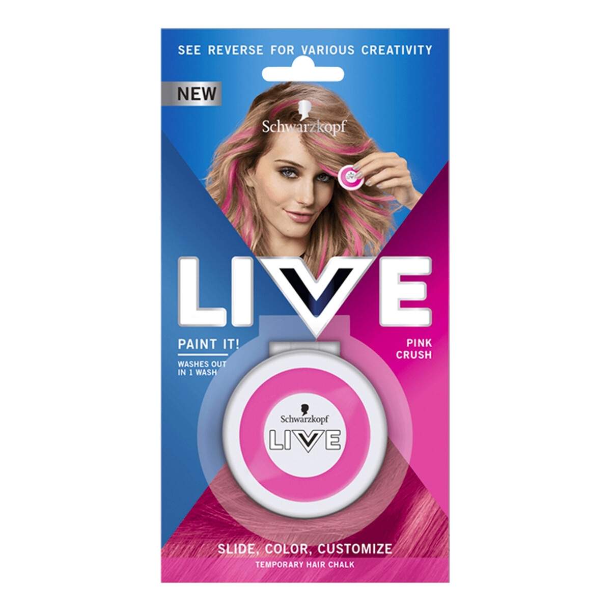 Schwarzkopf Live paint it! zmywalna kreda do włosów pink crush 33g