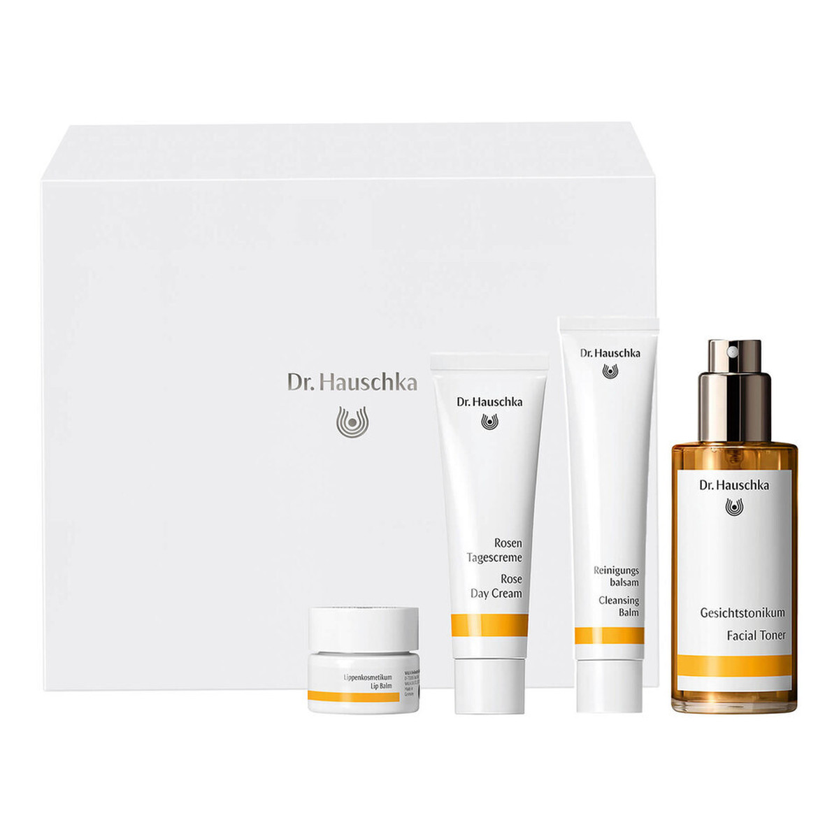 Dr. Hauschka Beautiful Face Zestaw tonik odświeżający 100ml + krem na dzień 30ml + balsam oczyszczający 75ml + balsam do ust 4.5ml