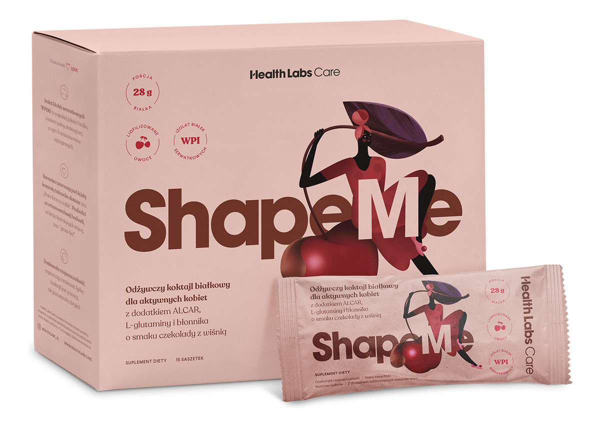 Shapeme odżywczy koktajl białkowy dla aktywnych kobiet suplement diety czekolada z wiśnią 15 saszetek