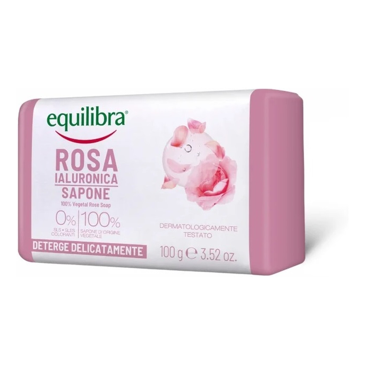 Equilibra Rosa delikatnie oczyszczające różane Mydło z kwasem hialuronowym 100g 100g