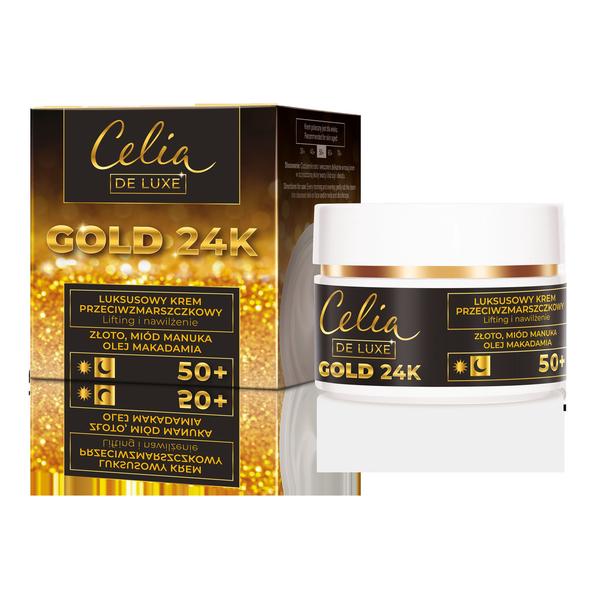 Celia De Luxe Krem Do Twarzy Gold 24K na dzień i na noc 50+ 50ml