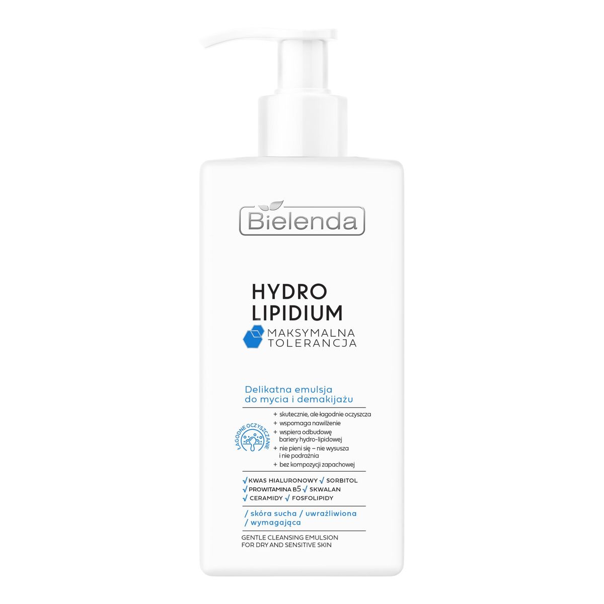 Bielenda Hydro Lipidium Delikatna emulsja do mycia i demakijażu - skóra sucha uwrażliwiona 300ml