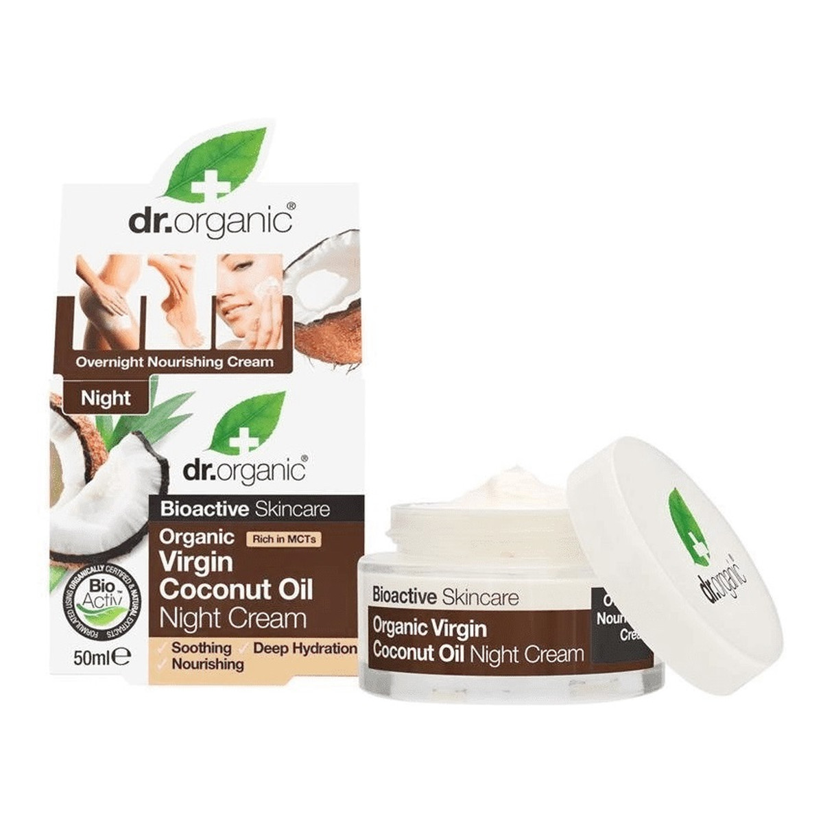 Dr.Organic Virgin Coconut Oil Night Cream intensywnie odżywczy Krem na noc do skóry suchej 50ml