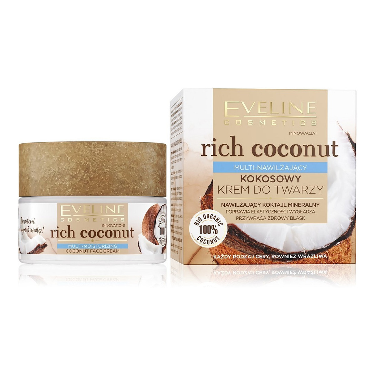 Eveline Rich Coconut Kokosowy Krem Do Twarzy Multi-Nawilżający 50ml