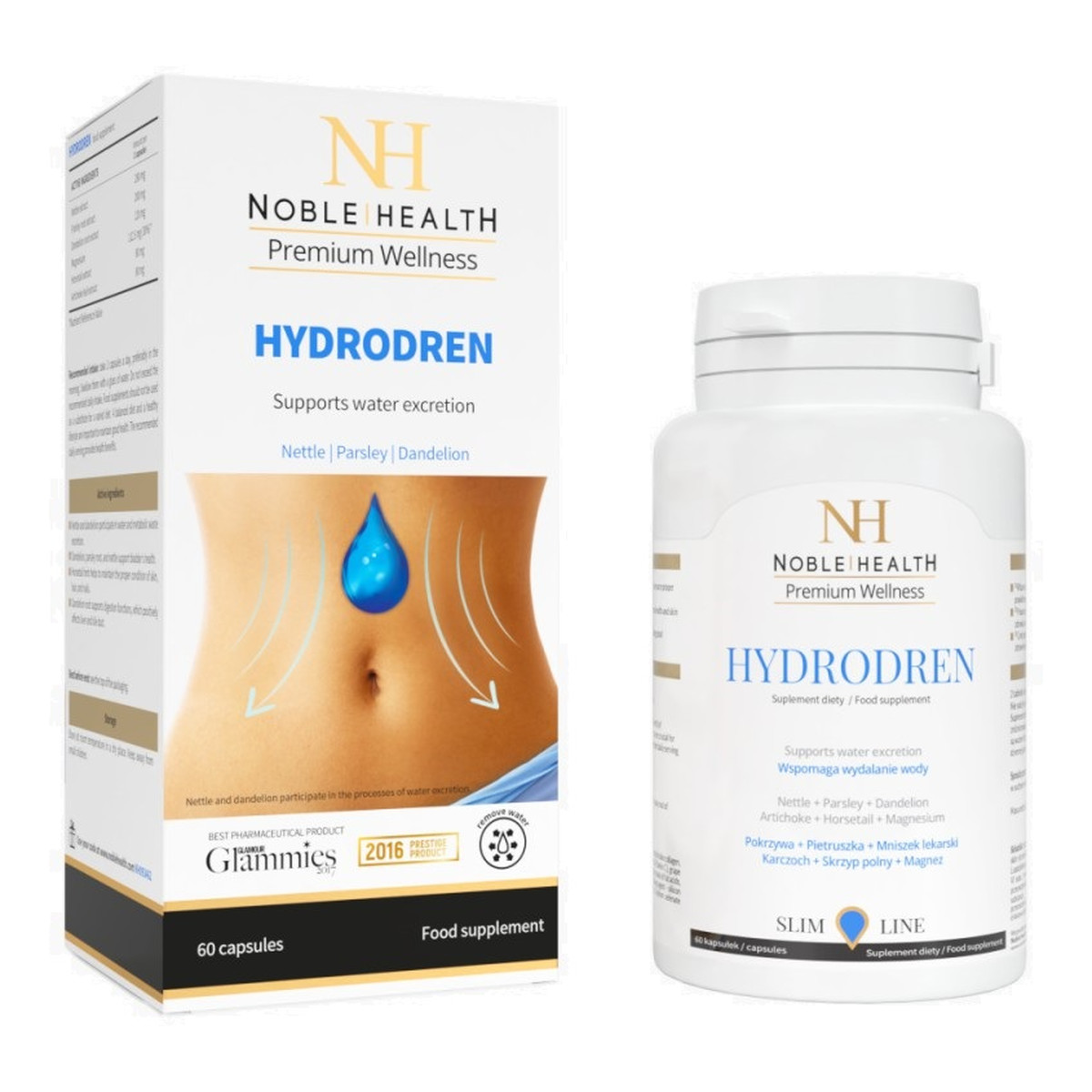 Noble Health Hydrodren suplement diety wspomagający usuwanie wody z organizmu 60 kapsułek