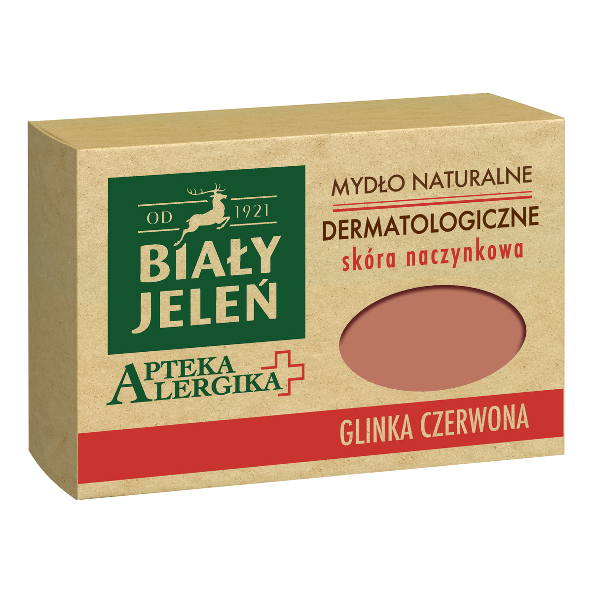 Biały Jeleń Apteka Alergika Dermatologiczne mydło naturalne Glinka czerwona - skóra naczynkowa 125g