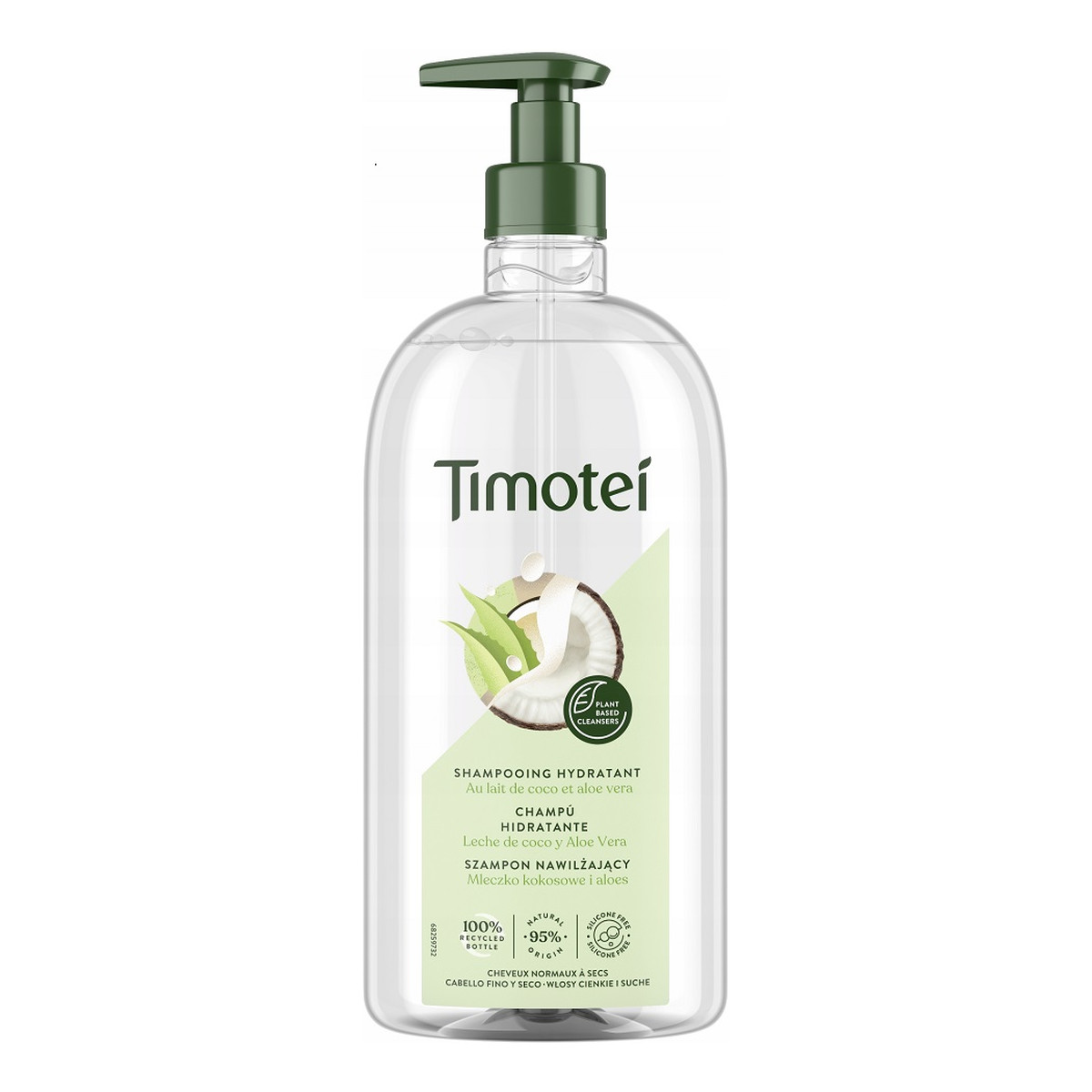 Timotei Coconut Aloe Szampon nawilżający do włosów suchych i cienkich z mleczkiem kokosowym i aloesem 750ml