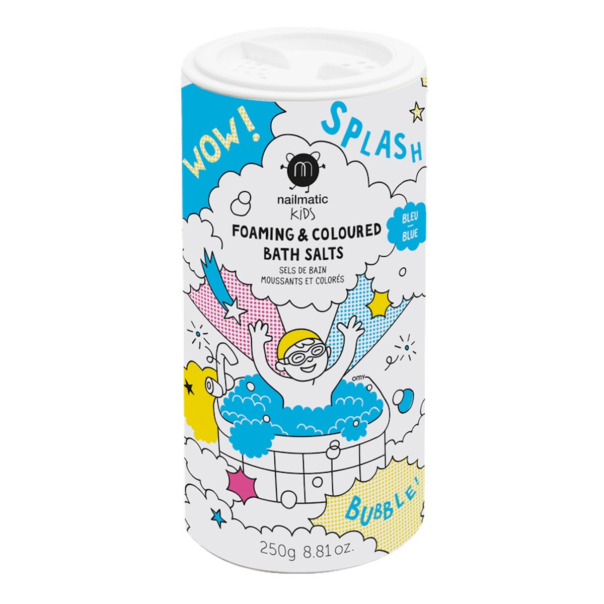 Nailmatic Kids foaming & coloured bath salts pieniąca się sól do kąpieli dla dzieci blue 250g