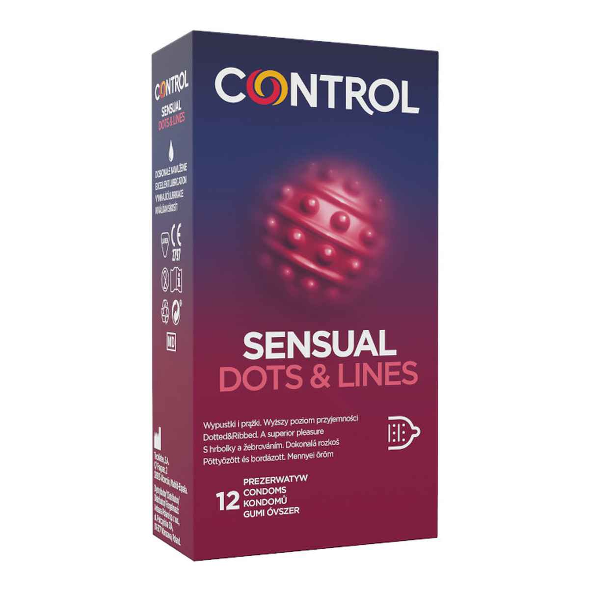 Control Sensual dots & lines prezerwatywy prążkowane z wypustkami 12szt.